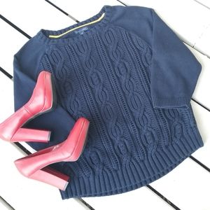 Lg Tommy Hilfiger navy 3/4 sleeve sweater